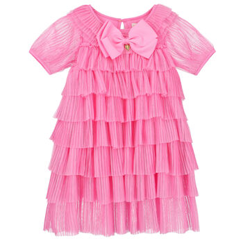 Girls Pink Pleated Tulle Dress