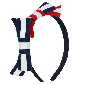 Girls Navy Blue Striped Hairband