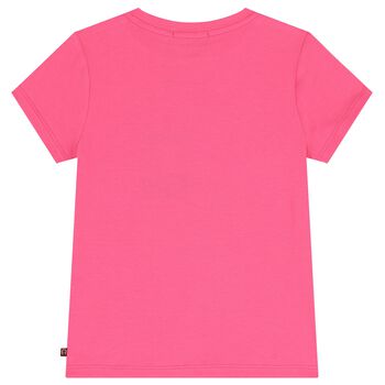 Girls Pink Teddy Bear Logo T-Shirt