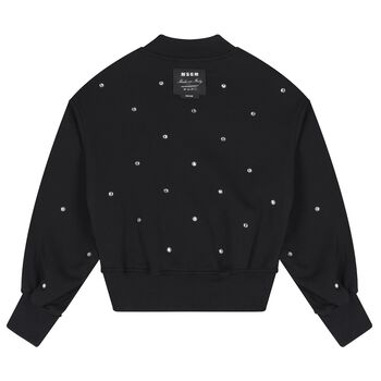 Girls Black Crystal Logo Sweatshirt
