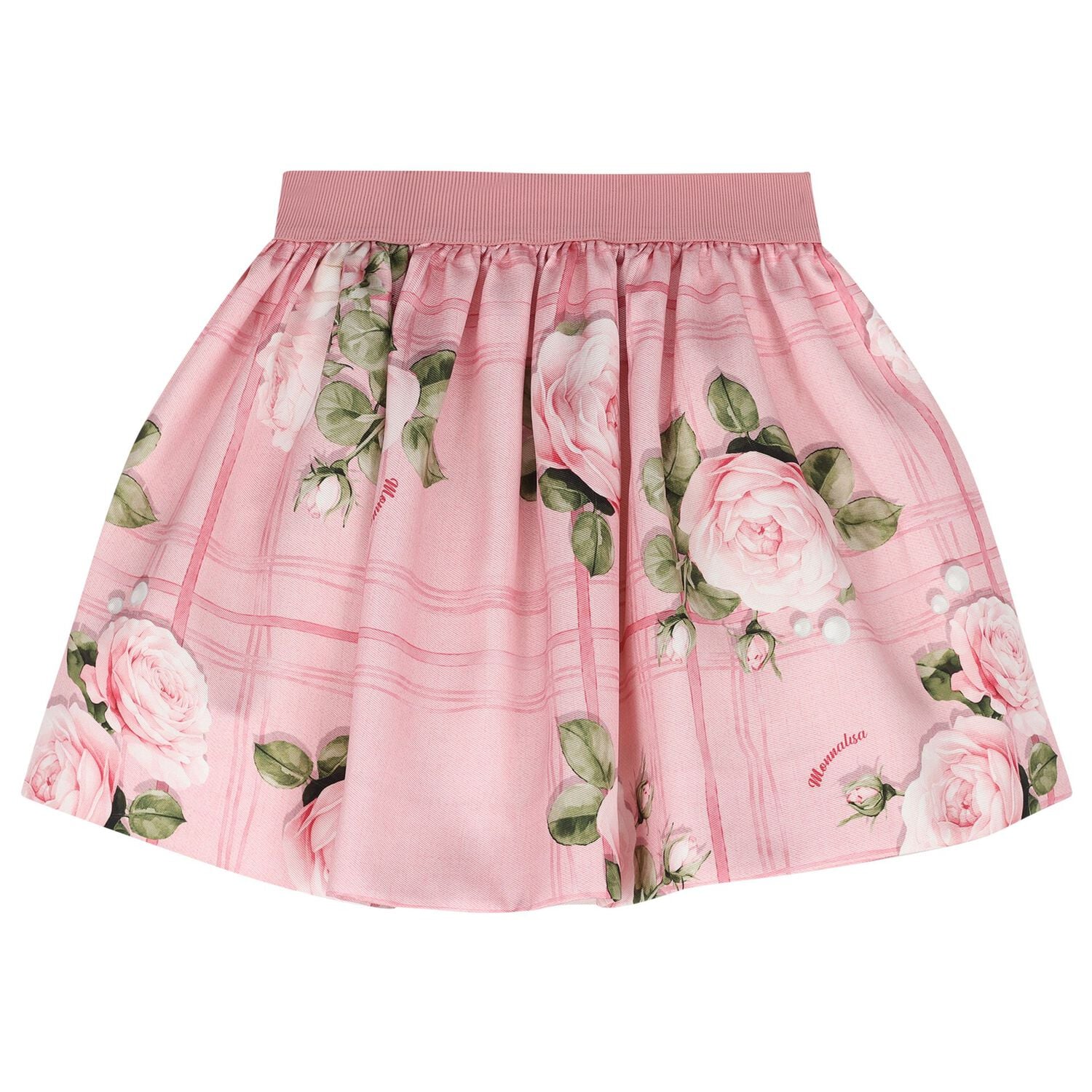 Girls Ivory & Pink Roses Skirt Set, 1, hi-res
