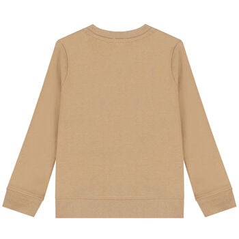 سويت شيرت بالشعار باللون البيج للاولاد