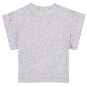 Girls Grey Embroidered Text T-Shirt