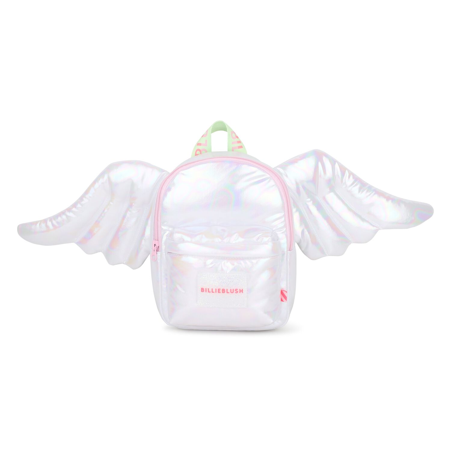 Girls Silver Iridescent Logo Backpack, 1, hi-res