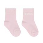 Baby Girls White & Pink Logo Socks ( 3-Pack ) , 1, hi-res