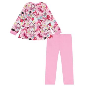 Girls Pink Logo Leggings Set