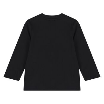 Younger Boys Black Logo Long Sleeve Top