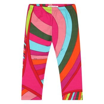 Younger Girls Pink & Green Iride Leggings
