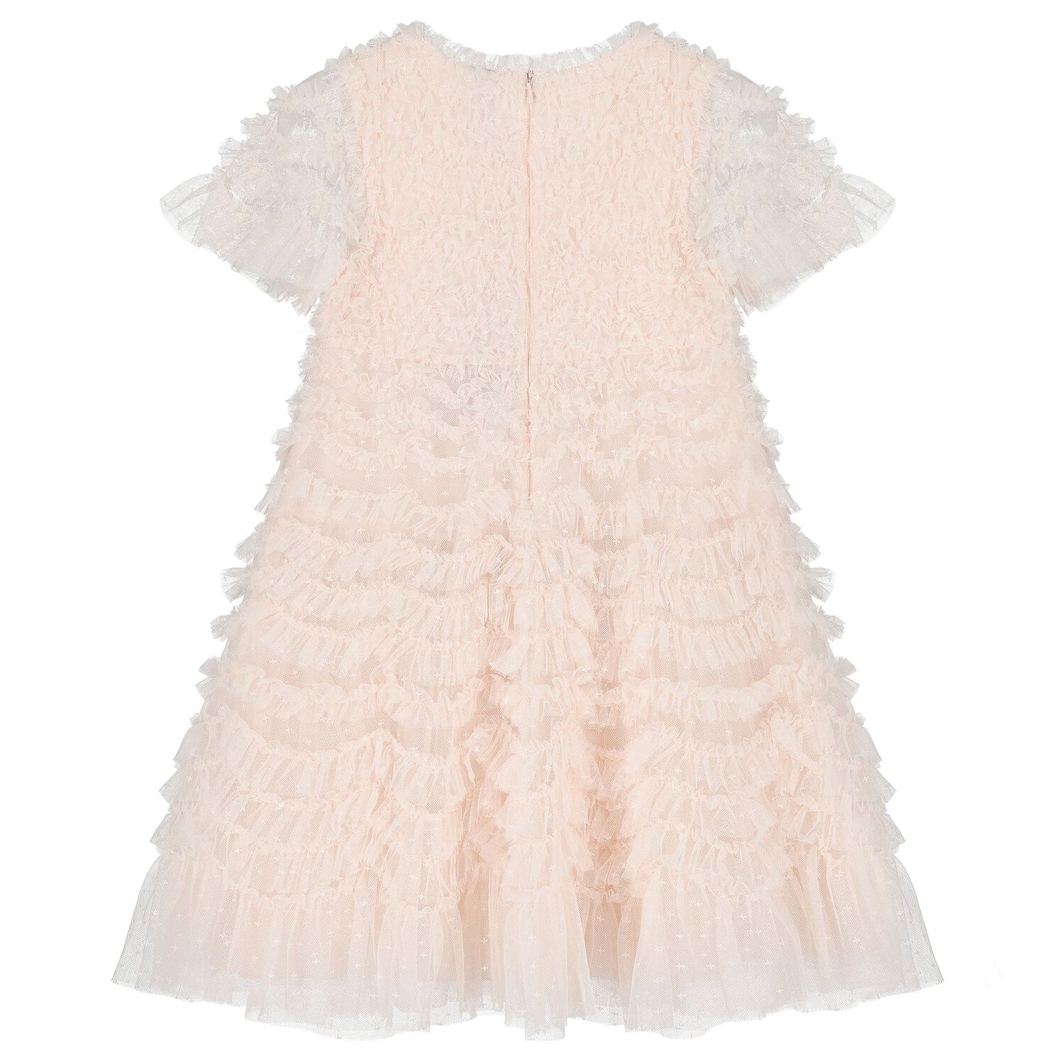 Girls Pink Ruffle Tulle Dress, 1, hi-res