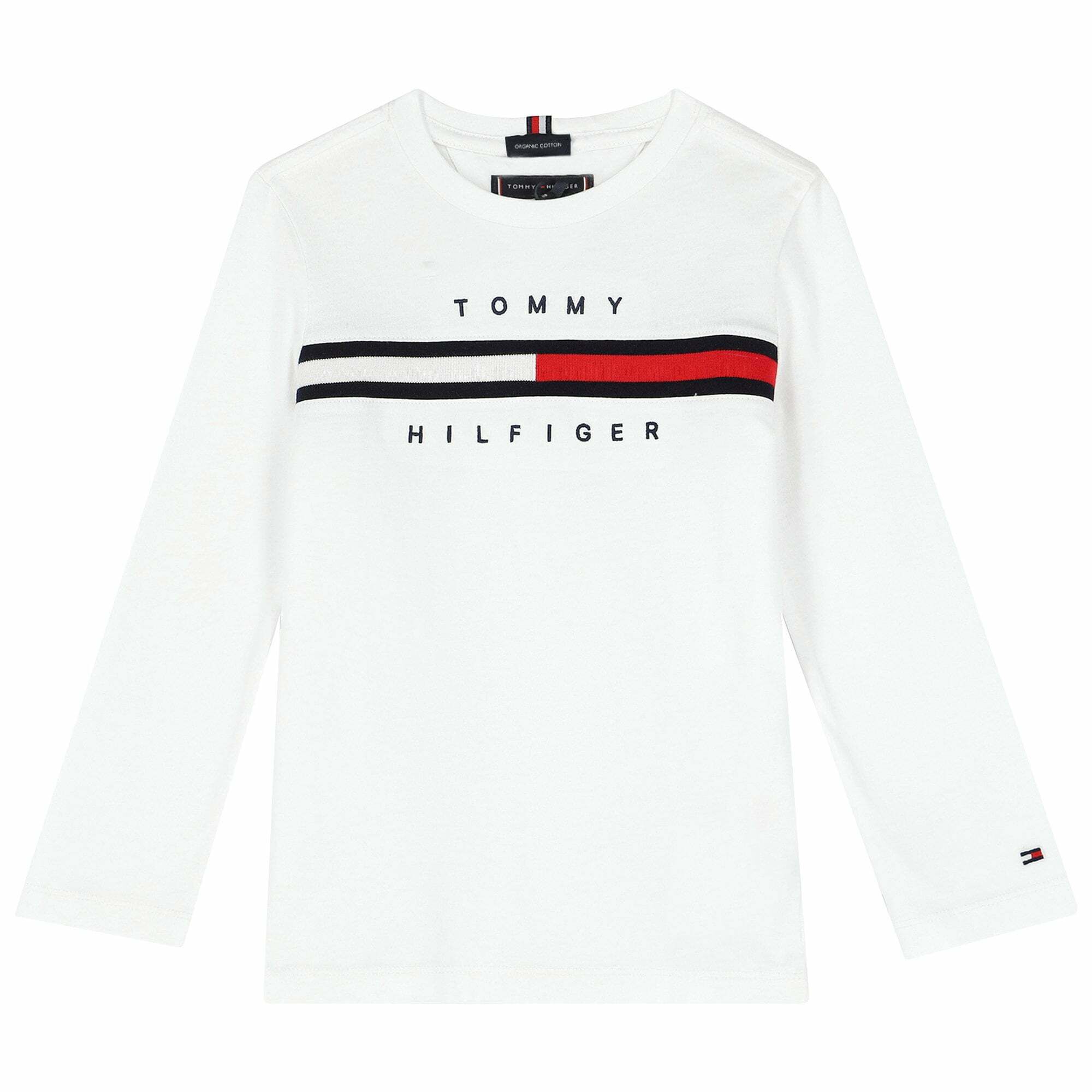 Tommy Hilfiger Boys White Logo Long Sleeve Top | Junior