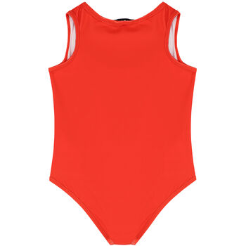 Girls Red Teddy Bear Logo Swimsuit