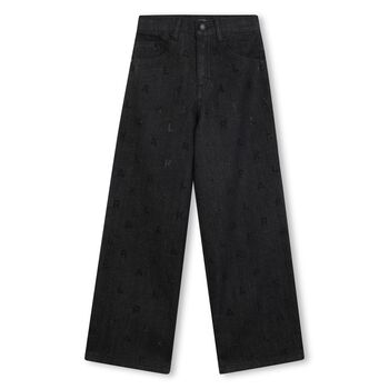 Girls Black Logo Denim Jeans