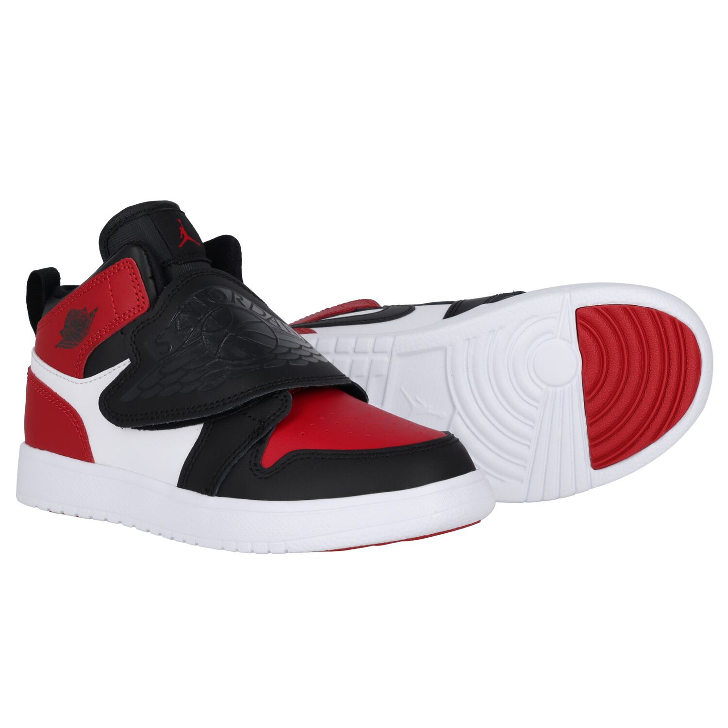 Black, Red & White Sky Jordan 1 Trainers, 2, hi-res
