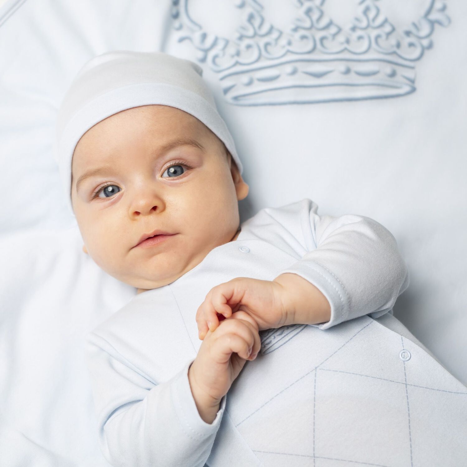 Blue Crown Babygrow, 1, hi-res