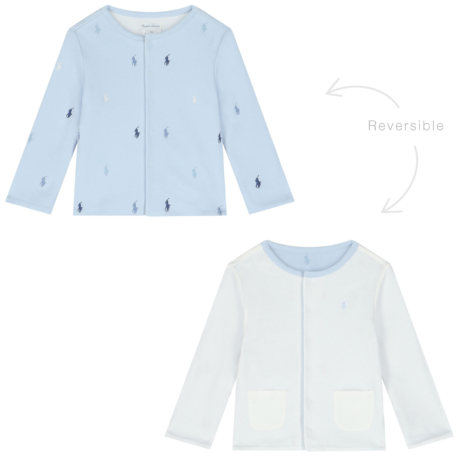 جاكيت بالشعار ذو وجهيين باللون الأزرق والأبيض للأولاد, 1, hi-res image number null