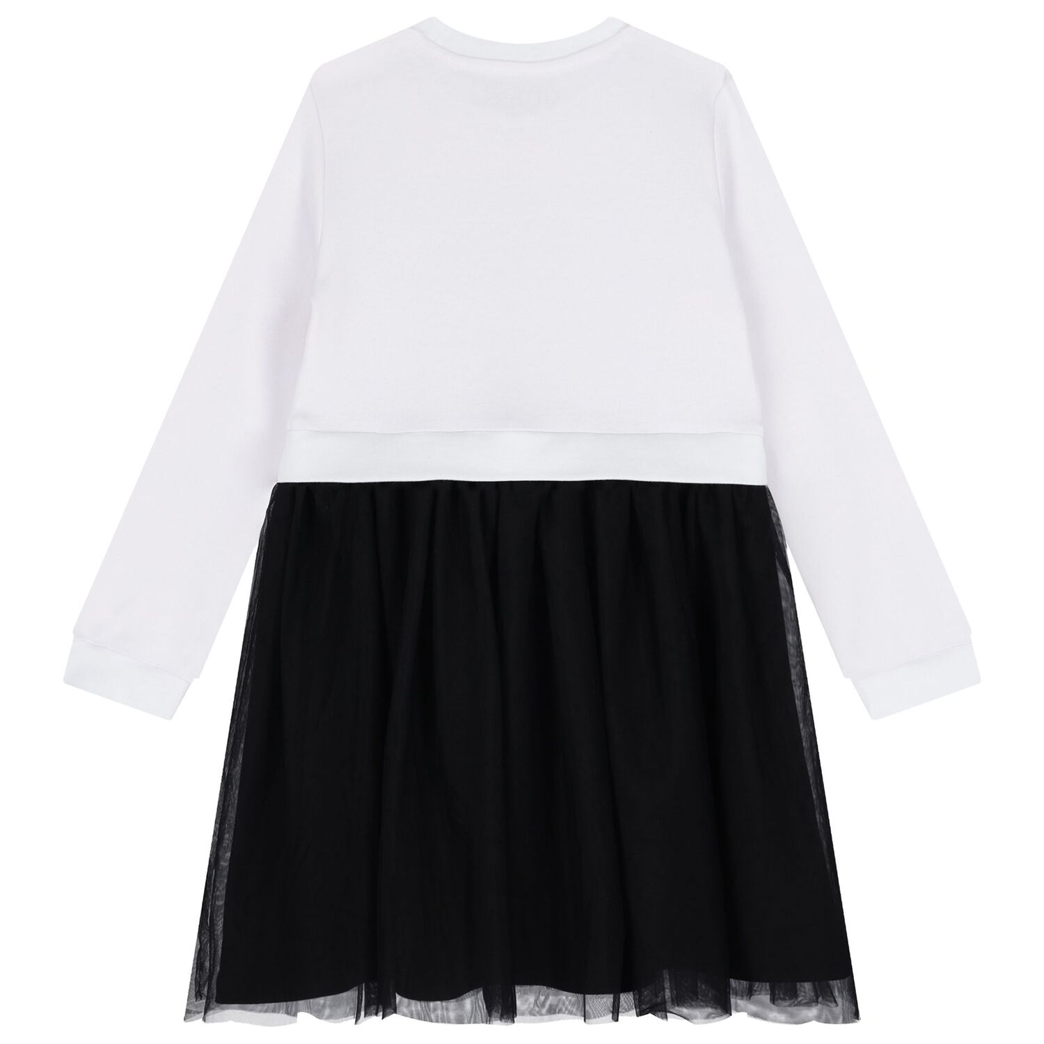 فستان تول بشعار أبيض وأسود للبنات, 1, hi-res image number null