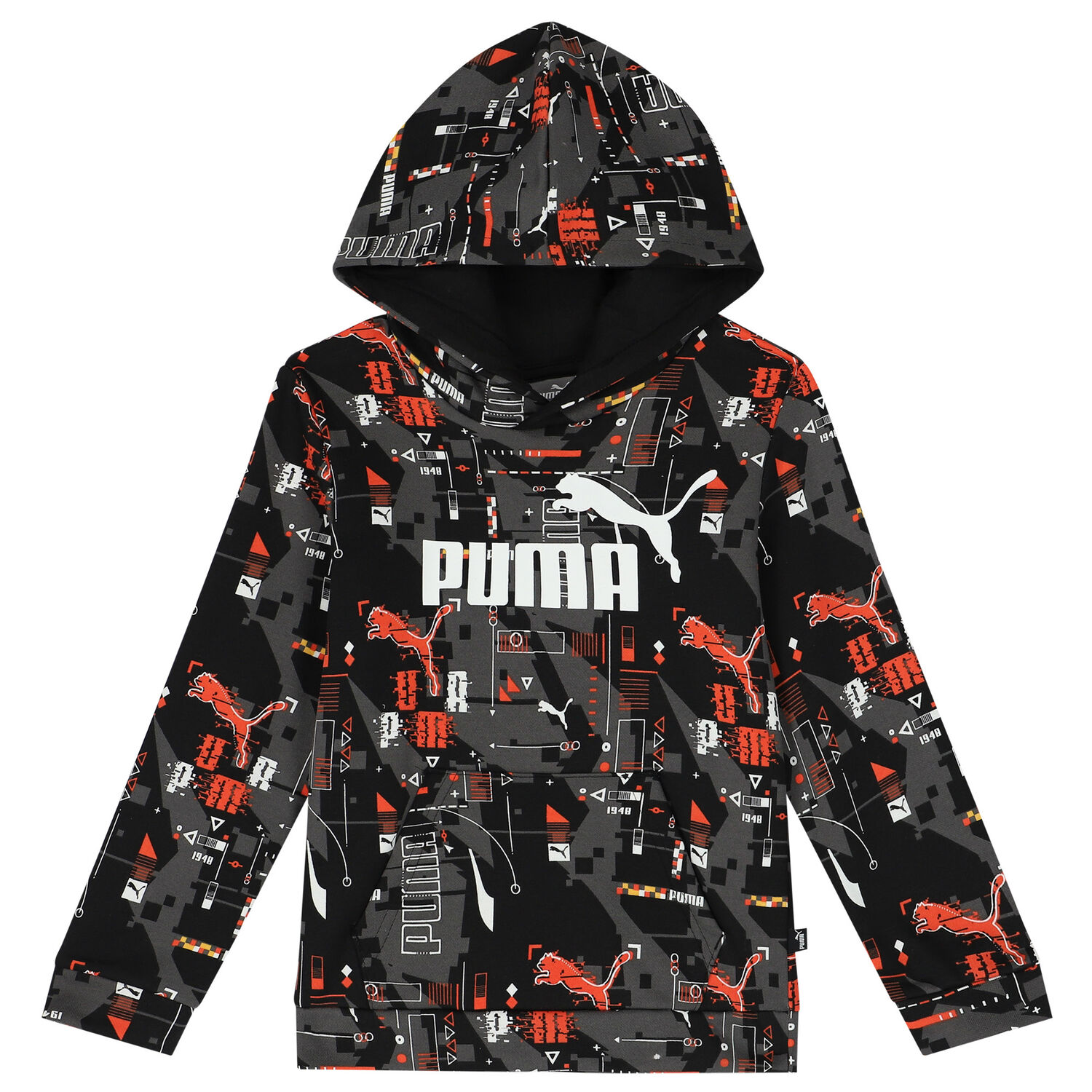 Boys Black Logo Hooded Top, 1, hi-res image number null