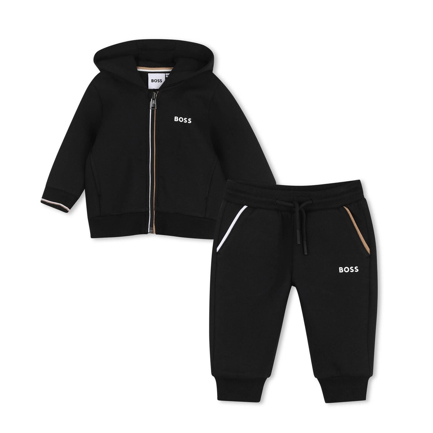Younger Boys Mini Me Black Logo Tracksuit, 1, hi-res