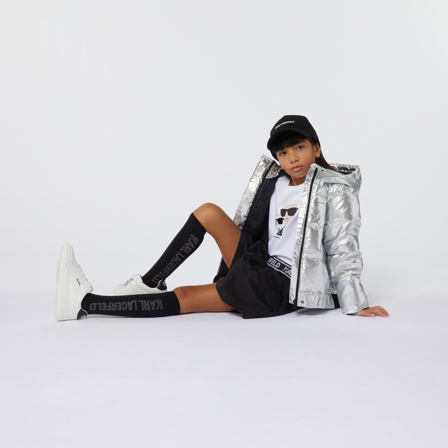 Girls Black Logo Socks, 1, hi-res image number null