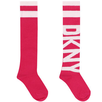 Girls Pink & White Logo Socks