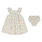 Baby Girls Beige Heart & Bear Dress Set, 1, hi-res
