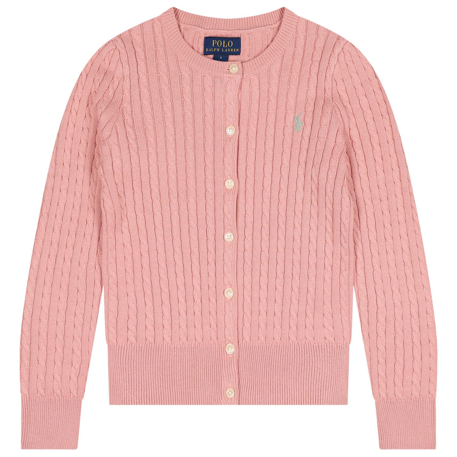 Girls Pink Logo Cable Knit Cardigan , 1, hi-res
