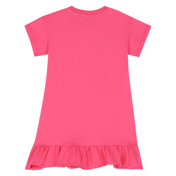 Girls Pink Embellished Logo Dress