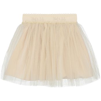 Girls Beige & Gold Tulle Skirt