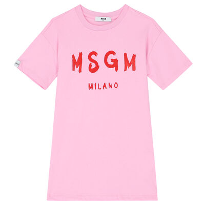 Girls Pink Logo Jersey Dress