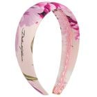 Girls Pink Peony Headband, 1, hi-res