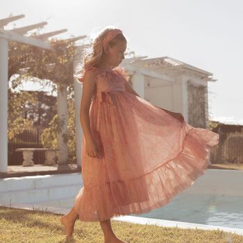 Girls Pink Peony Tulle Dress