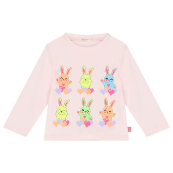 Younger Girls Pink Pixel Bunny Long Sleeve Top