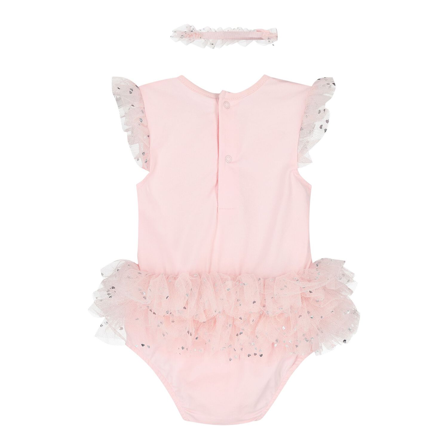 Baby Girls Pink Teddy Bear Bodysuit Dress Set, 2, hi-res