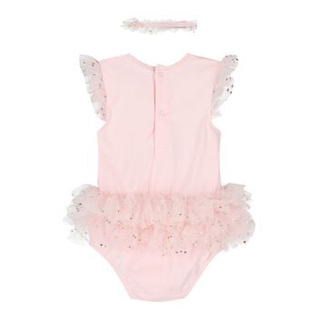 Baby Girls Pink Teddy Bear Bodysuit Dress Set