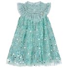 Girls Green Embellished Tulle Dress, 3, hi-res