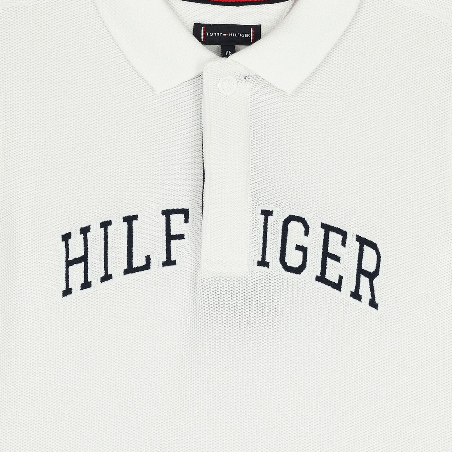 Boys White Varsity Logo Polo Shirt, 1, hi-res
