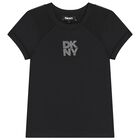 تيشيرت بنات بالشعار باللون الاسود , 1, hi-res