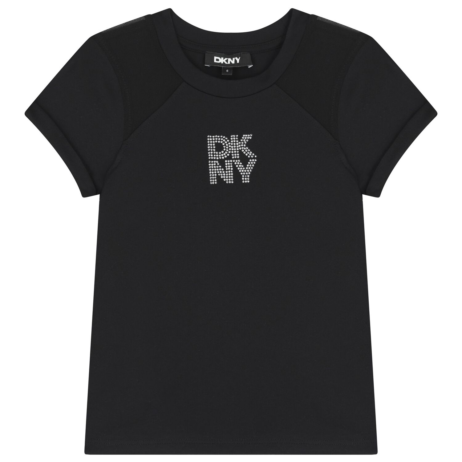 تيشيرت بنات بالشعار باللون الاسود , 1, hi-res