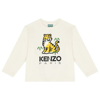 Ivory Tiger Logo Long Sleeve Top