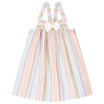 Girls Multi-Coloured Striped Jacquard Dress