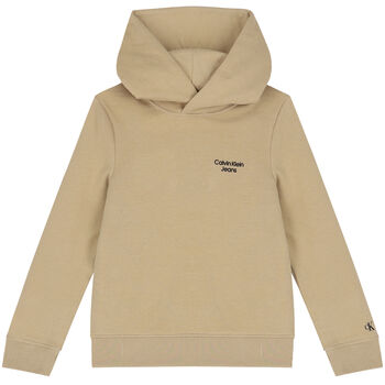 Boys Beige Logo Hooded Top