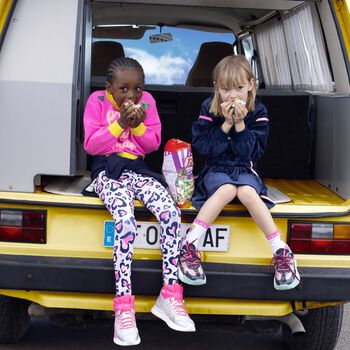 Girls Navy Blue & Pink Logo Trainers