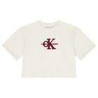 تيشيرت بنات بالشعار باللون العاجي , 2, hi-res