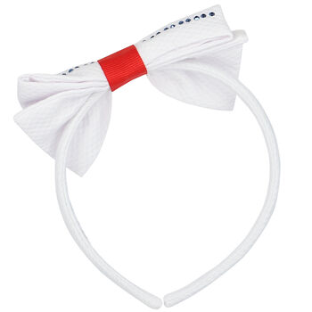 Girls White Bow Hairband