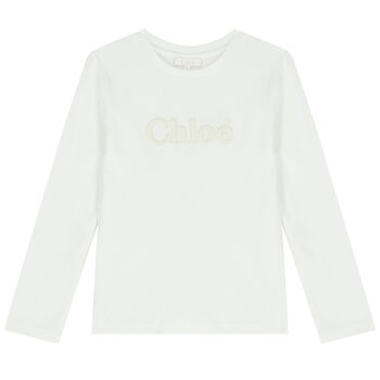 Girls Ivory Logo Long Sleeve Top