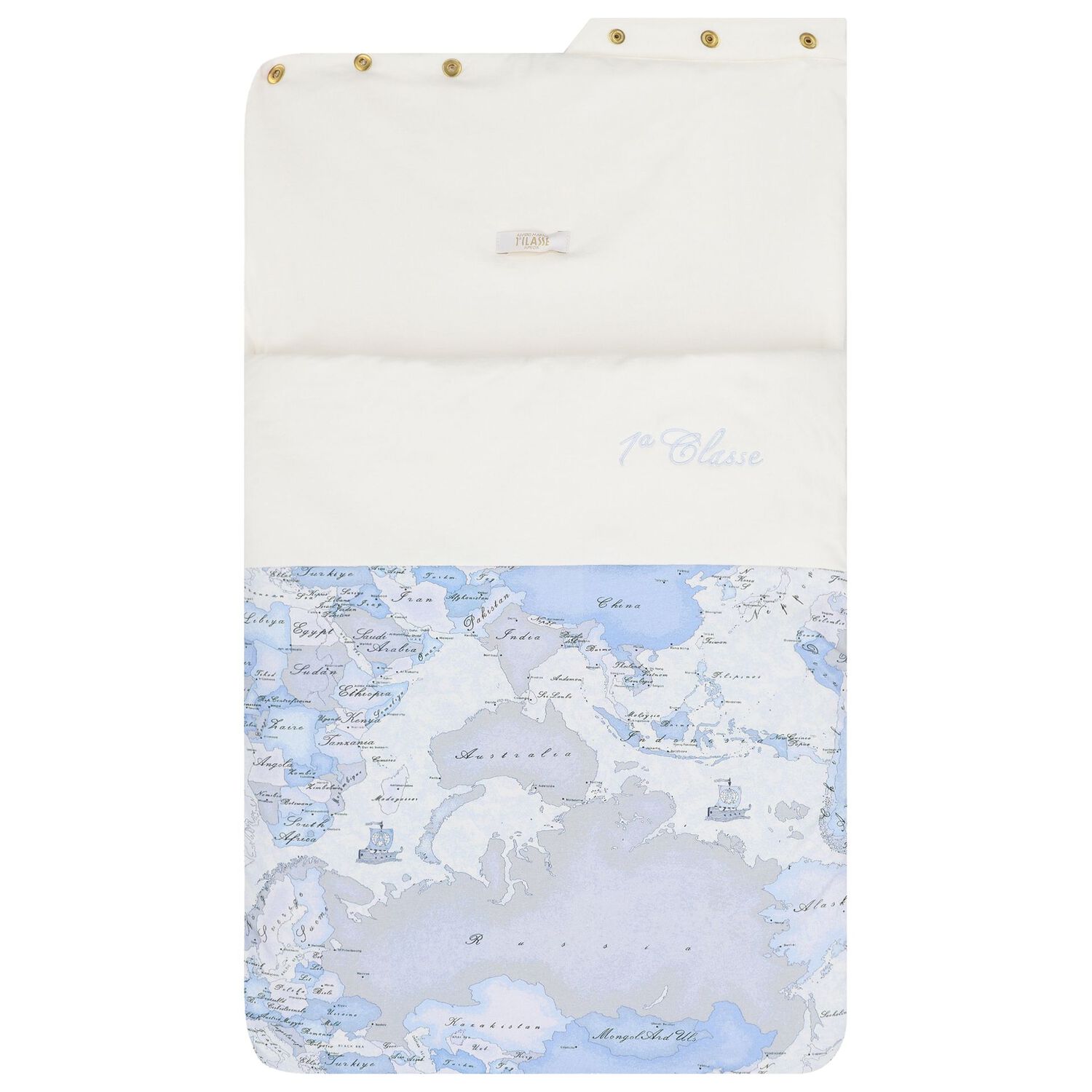 Baby Boys Ivory & Blue Geo Map Baby Nest, 1, hi-res image number null