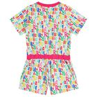 Girls White & Pink Logo Playsuit, 1, hi-res