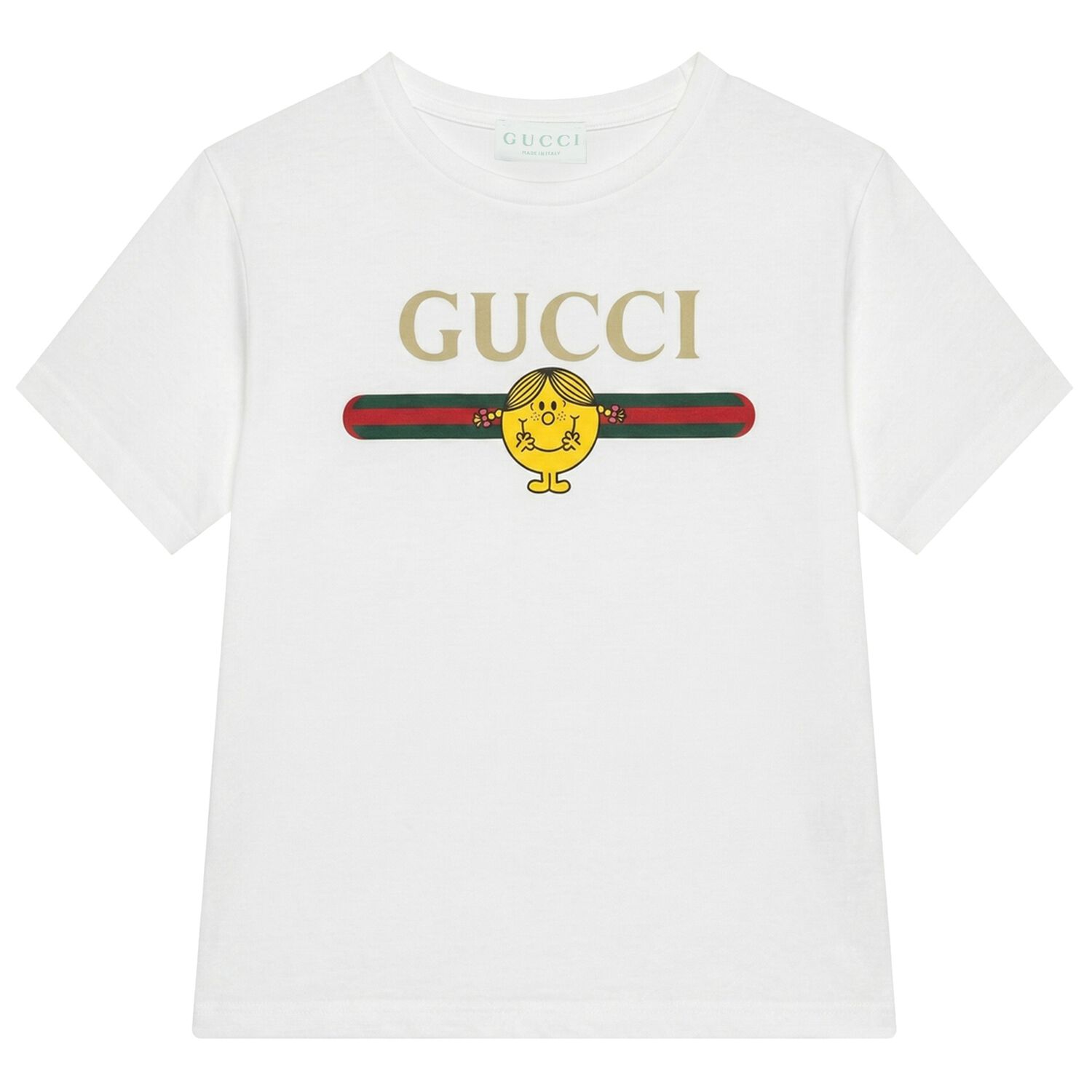 Girls White Web Striped T-Shirt, 1, hi-res