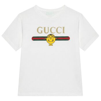 Girls White Web Striped T-Shirt