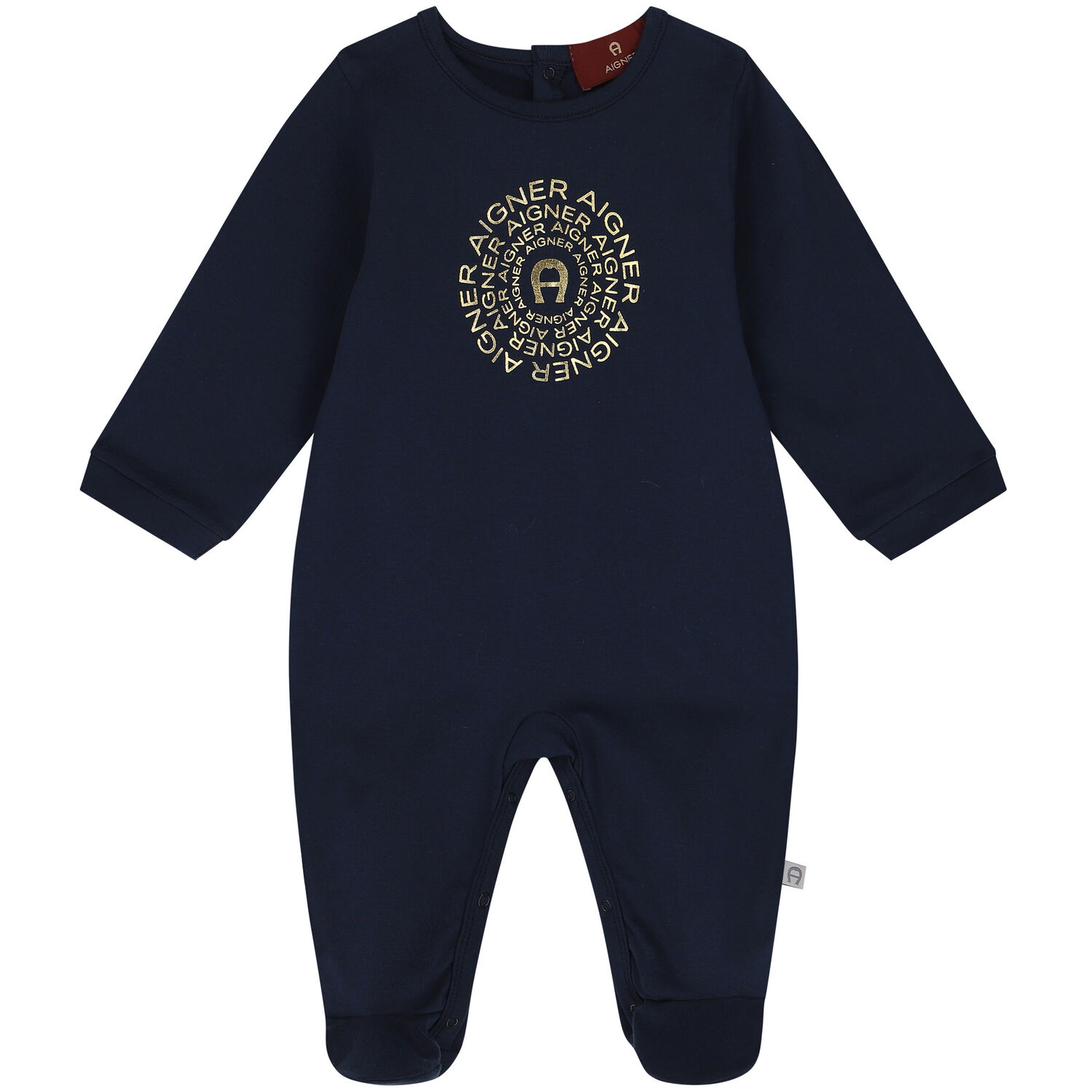 Navy Blue & Gold Logo Babygrow, 2, hi-res